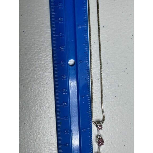 Sterling Silver Pink Cubic Zirconia Necklace & Earring Set With Adjustable Chain - Picture 6 of 7